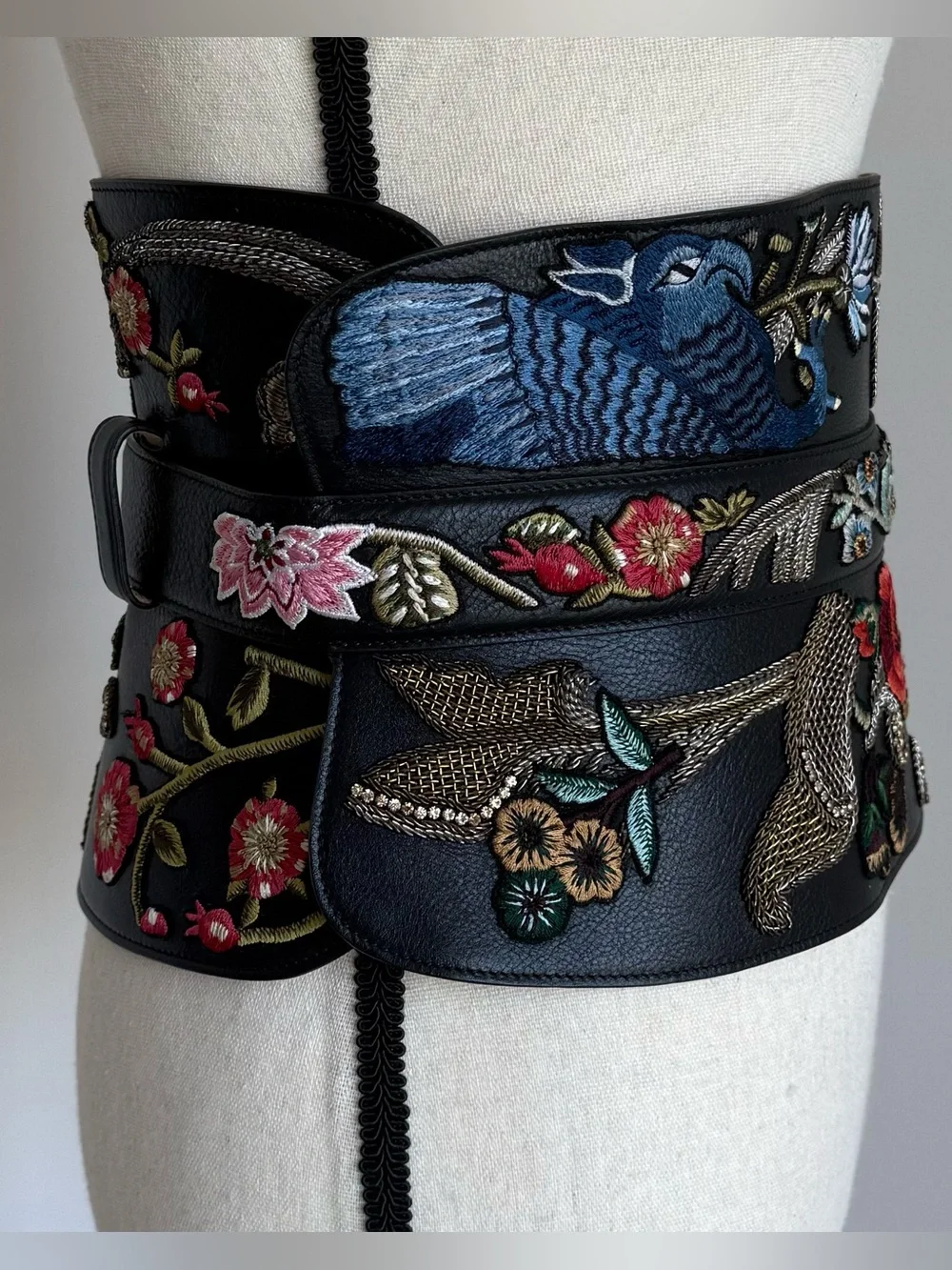 Alexander McQueen 2017 Embroidered Leather Corset Obi Belt - Runway Piece